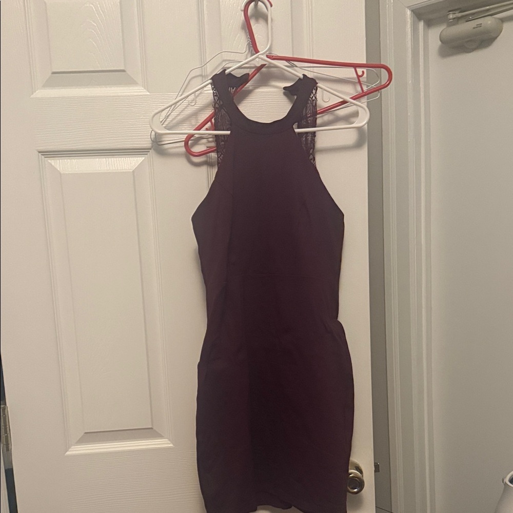 Lulu's Elegant Dark Purple Mini Dress